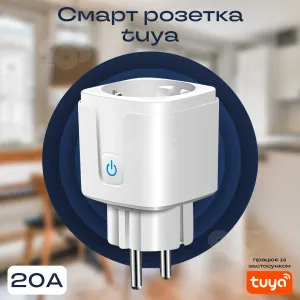Умная розетка wifi Tuya 20A с таймером для бойлера розетка умного дома со счетчиком электроэнергии, картинка 1