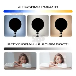 Лампа круглая VAS-01 3000-7000K 18W видеосвет для фото, видео, макияжа со штативом 2,1 м. Студийный свет, картинка 2