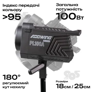 Відеосвітло прожектор світлодіодний Addwing PL-100A-01 постійне світло для фото, відео. Студійне світло., картинка 1