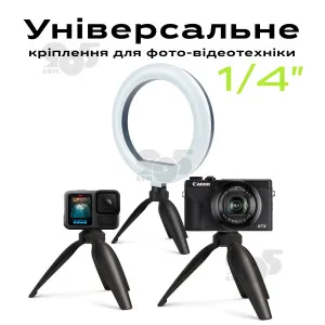 Штатив для телефону TS-06 mini міні штатив настільна тринога для телефону фотоапарата з головкою тримачем, картинка 1