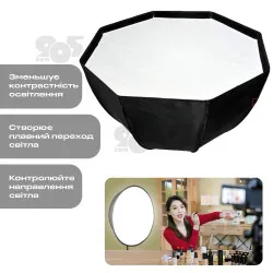 Софтбокс 75 см рассеиватель для видеосвета софтбокс для фотосъемки + соты для софтбокса, картинка 2
