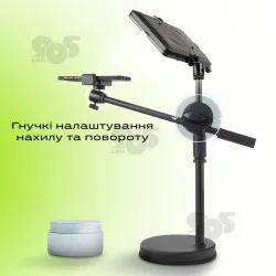 Штатив журавель 60 см з відеосвітлом 10x15 см і тримачем для телефону, фотоапарата, камери. Штатив для предметної зйомки, картинка 2