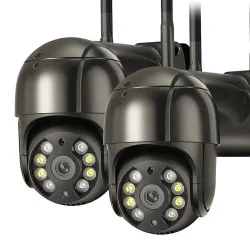 Набор 2 шт уличные IP-камеры Wi-FI А8 4mp камера видеонаблюдения iCSee камера вайфай наружного наблюдения для дома - Черная