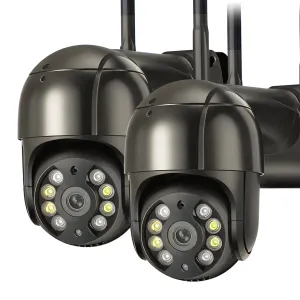 Набор 2 шт уличные IP-камеры Wi-FI А8 4mp камера видеонаблюдения iCSee камера вайфай наружного наблюдения для дома - Черная