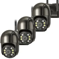 Набор 3 шт уличные IP-камеры Wi-FI А8 4mp камера видеонаблюдения iCSee камера вайфай наружного наблюдения для дома - Черная