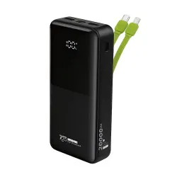 Повербанк 7Go GPW-07 20000 mAh повербанк со встроенными кабелями - Черный