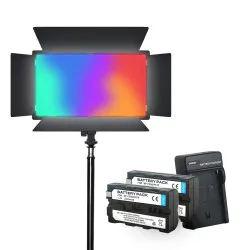 Прямоугольная LED лампа U800 RGB видеосвет для фото, видео со штативом 2,1м + аккумуляторы 2400mAh. Студийный свет.