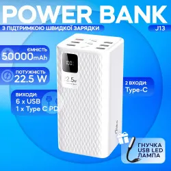 Повербанк Joko J13 50000 mAh Power bank зовнішній акумулятор з швидкою зарядкою для телефону планшета, картинка 1