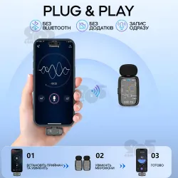 Микрофон петличка WIWU Wi-WM008 Type-C двойной с зарядным кейсом, картинка 2