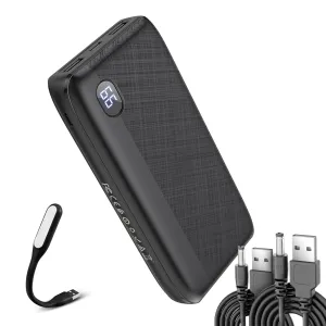Повербанк для роутера Bix PB23 20000 mAh 22.5W комплект питания Powerbank + 2 шт юсб шнура для вай фай роутера 12V - Черный