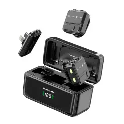 Микрофон петличка WIWU Wi-WM005 Type-C/Lightning двойной с зарядным кейсом