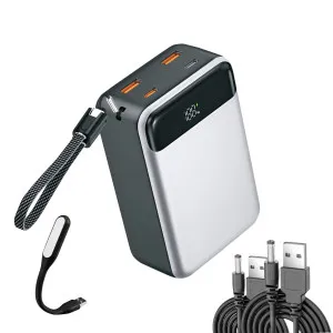 Повербанк KP KPG-316 30000 mAh 22.5W с быстрой зарядкой комплект питания Powerbank + 2 шт юсб шнура для вай фай роутера на 9/12V