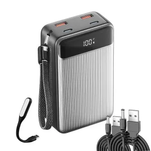 Повербанк KP PD-65 30000 mAh 65W с быстрой зарядкой для ноутбука + 2 шт юсб шнура для вай фай роутера на 9/12V