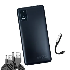 Повербанк для роутеру PowerWay TX209 20000mAh комплект Powerbank + 2 шт юсб шнура для вай фай роутера на 5-9/12V - Черный