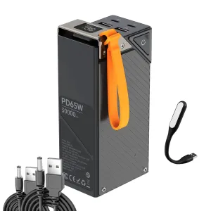 Повербанк для ноутбука Budi 30000 mAh PD 65W комплект питания Power bank + 2 шт юсб шнура для вай фай роутера на 5-9/12V