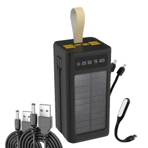 Повербанк для роутера Polygold PG-PW750 50000mAh с солнечной панелью комплект Powerbank+ 2 шт юсб шнура для вай фай роутера на 9/12V