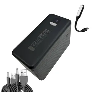 Повербанк PowerWay 120000 mAh 22,5w PD со встроенными кабелями комплект Powerbank + 2 шт юсб шнура для вай фай роутера на 5-9/12V