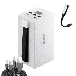 Повербанк для роутера MTK 50000 mAh QC+PD 22,5W Power bank з ліхтарем + 2 шт юсб шнура для вай фай роутера на 5-9/12V - Білий