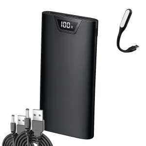 Повербанк VEN-DENS 20000mAh 22,5W комплект питания Powerbank + 2 шт юсб шнура для вай фай роутера на 9/12V - Черный