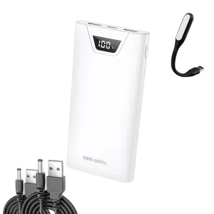 Повербанк VEN-DENS 20000mAh 22,5W комплект питания Powerbank + 2 шт юсб шнура для вай фай роутера на 9/12V - Белый