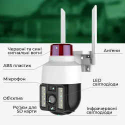 Комплект 2 шт Уличная ip камера видеонаблюдения IP WiFi Q15 v380 3 Мп поворотная с удаленным доступом с передачей на телефон, картинка 2