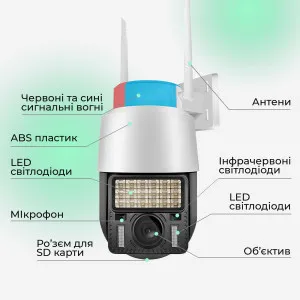 Комплект 2 шт Уличная ip камера видеонаблюдения IP WiFi Q18 v380 3 Мп поворотная с удаленным доступом с передачей на телефон, картинка 1