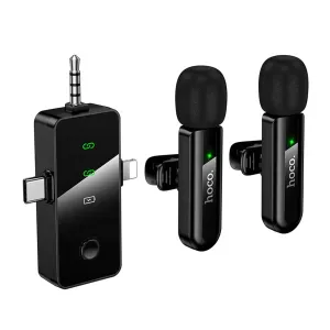 Беспроводной петличный микрофон HOCO L20C Type-C/Lightning/3.5mm петличка для телефона