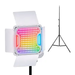 Профессиональный видеосвет Jmary FM-428 RGB на аккумуляторе со штативом 2,1 м постоянный свет для фото, видео лампа для фона