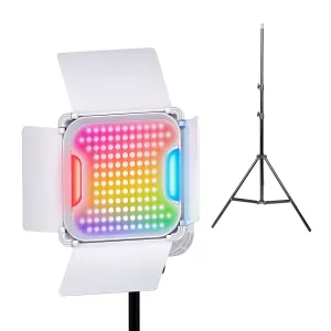 Профессиональный видеосвет Jmary FM-428 RGB на аккумуляторе со штативом 2,1 м постоянный свет для фото, видео лампа для фона