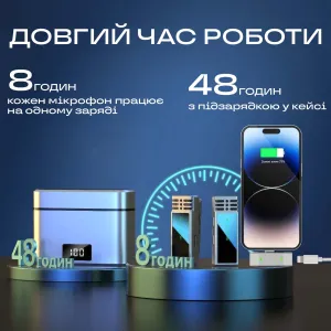 Микрофон петличка Jmary MW-15 Type-C двойной с зарядным кейсом, картинка 2