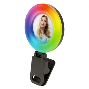 Селфи кольцо Plokama LED U20 Pro RGB с зеркалом с прищепкой на телефон