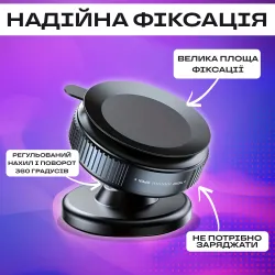 Магнитный держатель для телефона на присоске K009 вакуумный держатель для телефона в машину с магнитом MagSafe, картинка 2