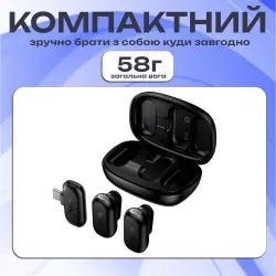 Мікрофон петличка Hoco L26 AI Type-C подвійний бездротовий петличний мікрофон для iphone телефона із зарядним кейсом , картинка 2