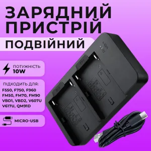 Двойное зарядное устройство для аккумуляторов NP-F F550 F750 F960, картинка 1