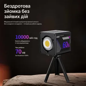 Портативный RGB видеосвет-прожектор 60 Вт со штативом, картинка 2