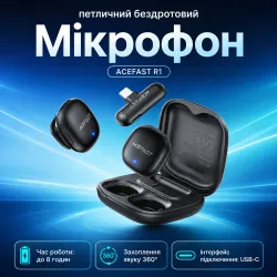 Беспроводной микрофон для телефона ACEFAST R3 Type-C, 2 петлички с зарядным кейсом, картинка 1