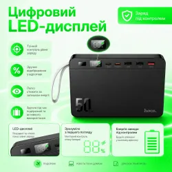 Повербанк 50000 mAh HOCO 22.5W зі швидкою зарядкою та ліхтариком, картинка 2