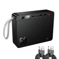 Повербанк 50000 mAh HOCO 22.5W зі швидкою зарядкою, ліхтариком і кабелями для роутера 9V/12V