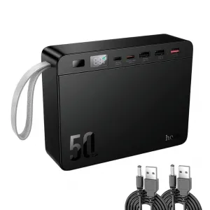 Повербанк 50000 mAh HOCO 22.5W зі швидкою зарядкою, ліхтариком і кабелями для роутера 9V/12V