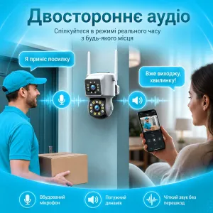 Камера відеоспостереження вулична WiFi з 2 об'єктивами 2+2 Мп V360 Pro та PIR-датчиком руху, картинка 2