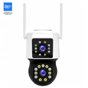 Камера відеоспостереження вулична WiFi з 2 об'єктивами 2+2 Мп V360 Pro та PIR-датчиком руху