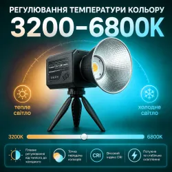 Комплект студійного світла: YM-S100 12000 mAh, штатив 2,1 м і софтбокс S30 30 см, картинка 2