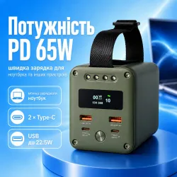 Повербанк Konfulon 60000 mAh PD 65W для ноутбука з 4 виходами та ліхтариком, картинка 2