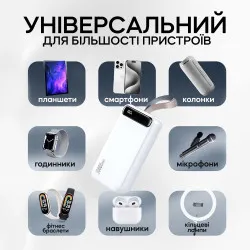 Повербанк Wekome WK WP-281 на 30 000 mAh powerbank для смартфона планшета кільцевої лампи — Білий, картинка 2