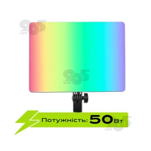 Прямоугольная светодиодная LED лампа PM-36 RGB для фото, видео 36х25 см со штативом 2,1 метр лампа для фона, картинка 1
