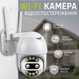 Уличная поворотная IP камера видеонаблюдения A8S-8MP Icsee 8mp (4mp+4mp) с зумом 8Х и датчиком движения