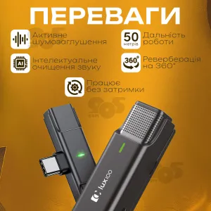 Профессиональный беспроводной микрофон петличка Type-C WM1-T-c одинарный с кейсом, картинка 1
