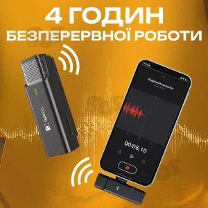 Профессиональный беспроводной микрофон петличка Type-C WM1-T-c одинарный с кейсом, картинка 2