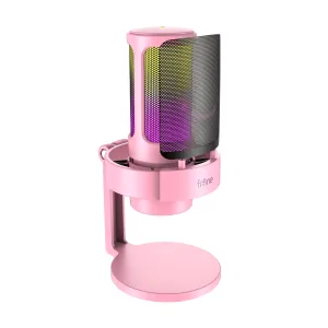 Игровой микрофон для ПК FIFINE AmpliGame A8 для компьютера стрима с RGB подсветкой - Розовый. Микрофоны
