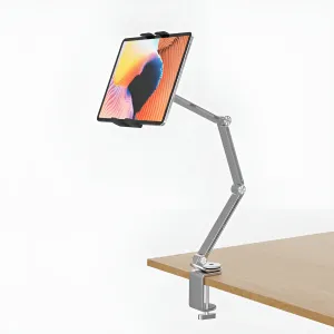 Пантограф тримач для телефону і планшета гнучкий на струбцині Rotating Tablet Holder підставка настільна - Сірий